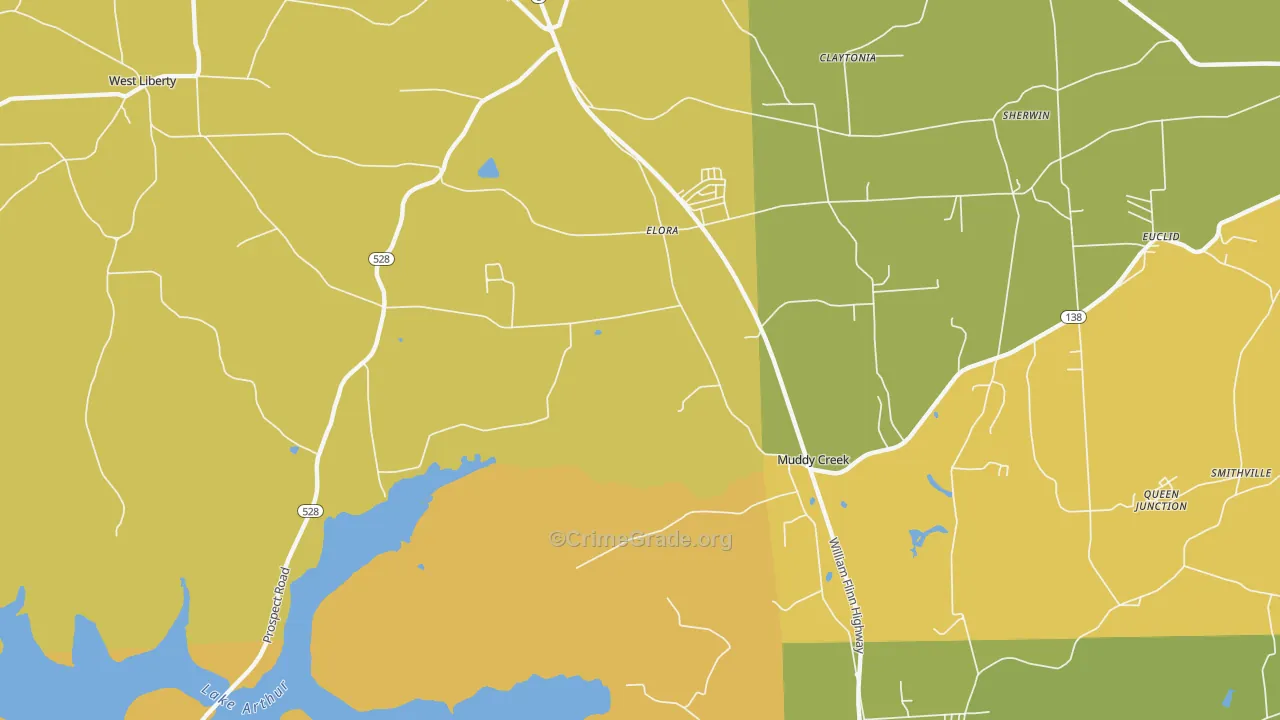 Elora, PA Map of Robbery Rates