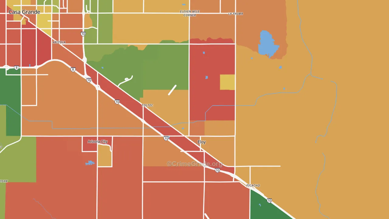 Eloy, AZ Map of Robbery Rates