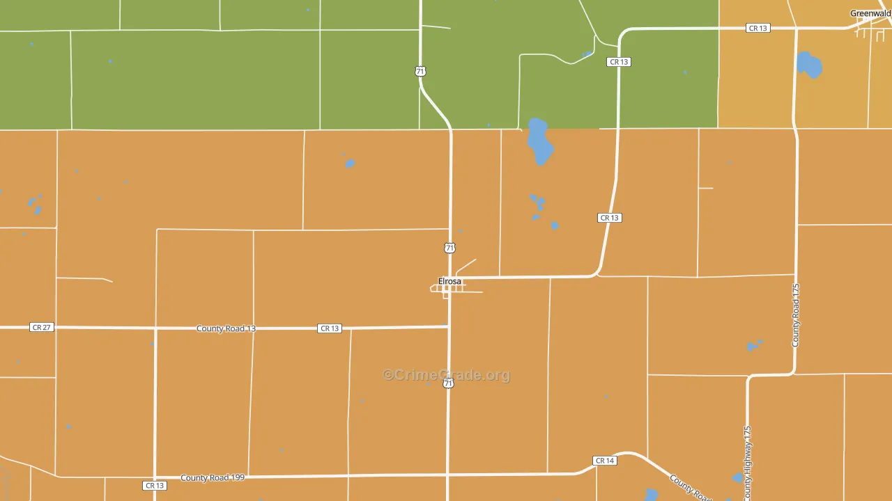Elrosa, MN Map of Robbery Rates