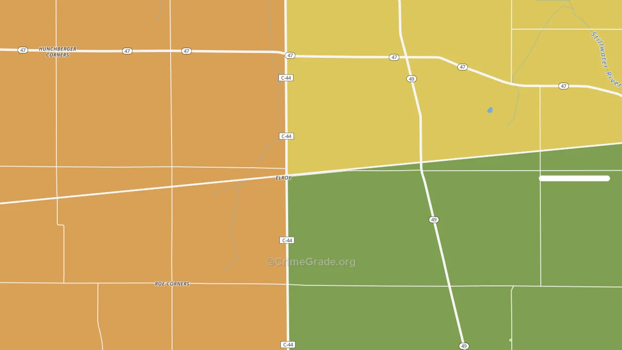 Elroy, OH Map of Robbery Rates