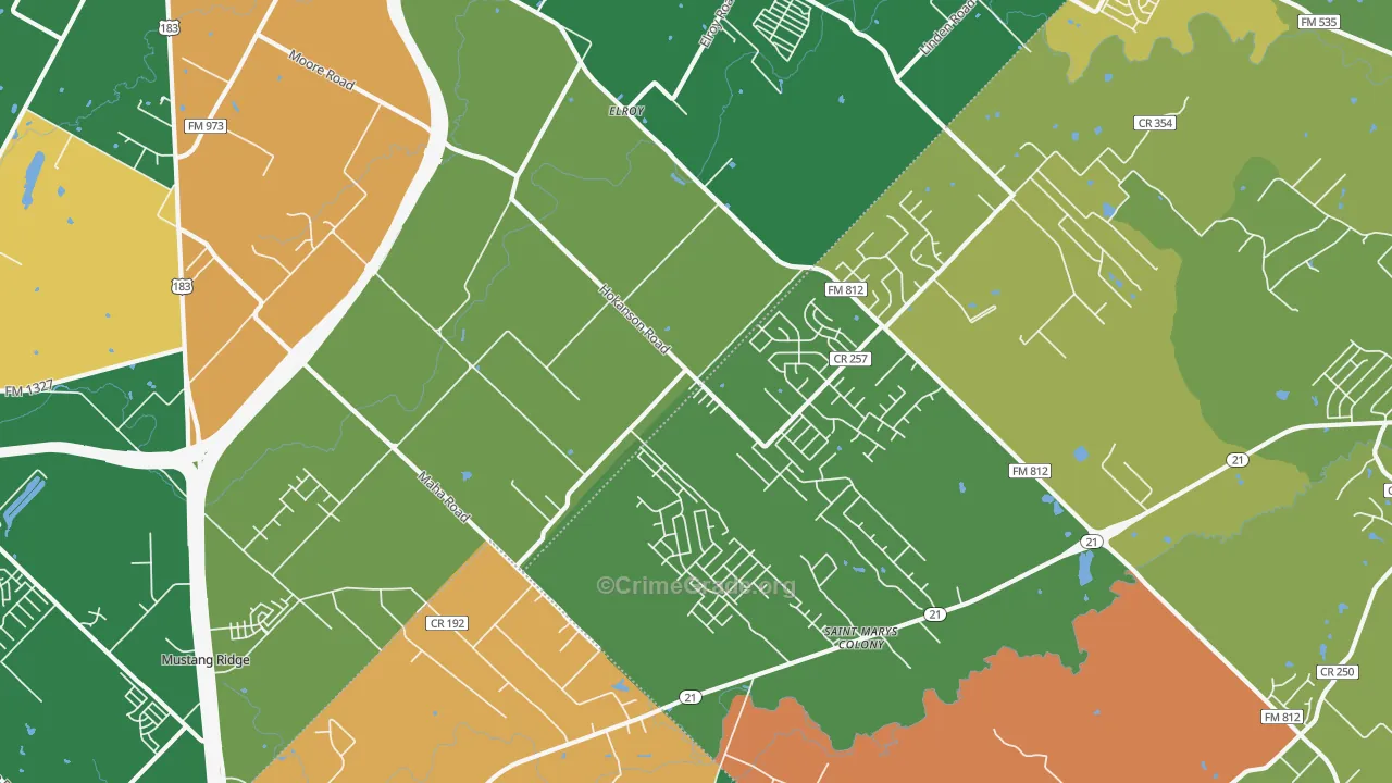 Elroy, TX Map of Robbery Rates