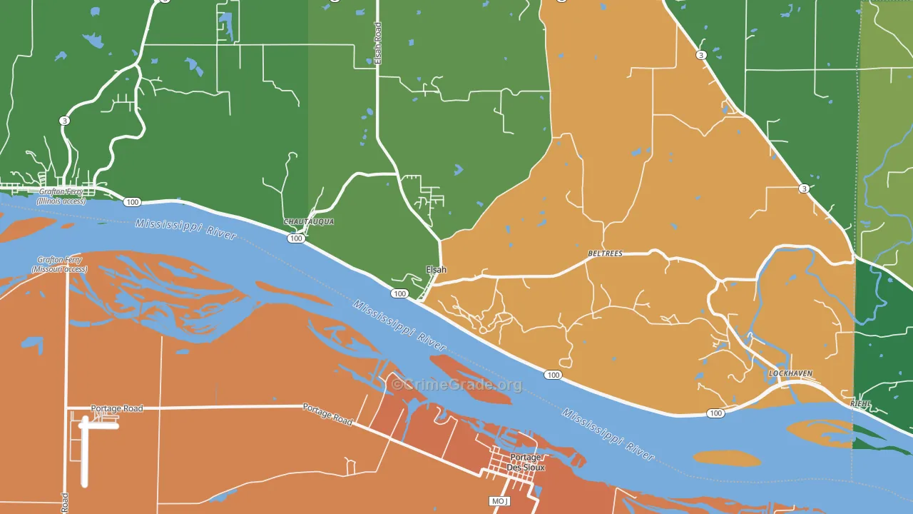 Elsah, IL Map of Robbery Rates