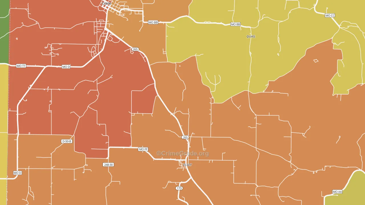 Elsey, MO Map of Robbery Rates