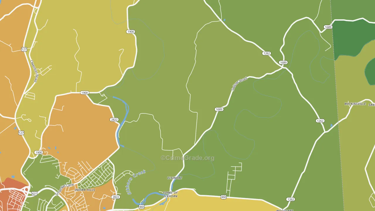 Elsinore, KY Map of Robbery Rates