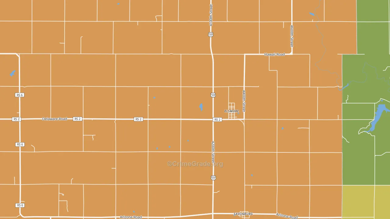 Elsmore, KS Map of Robbery Rates