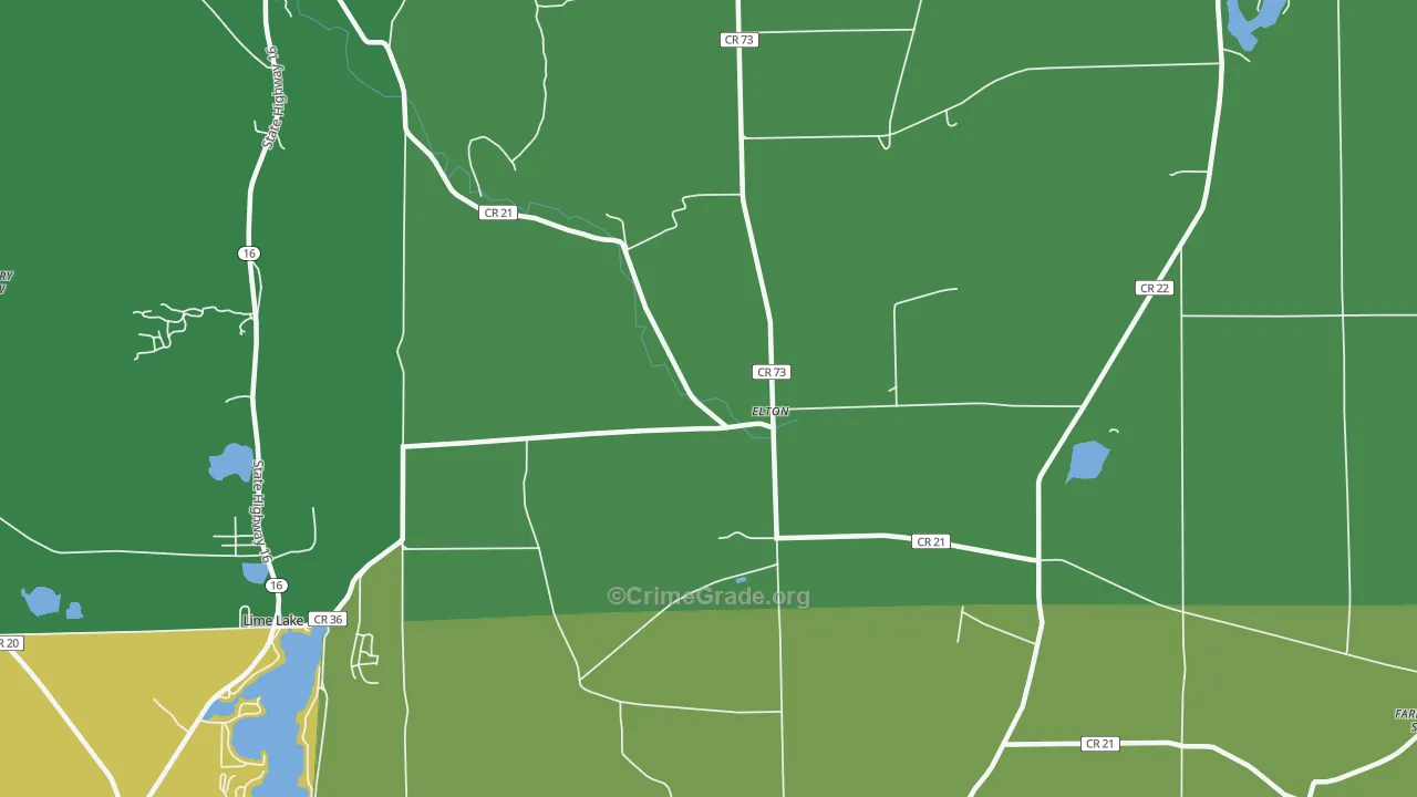 Elton, NY Map of Robbery Rates