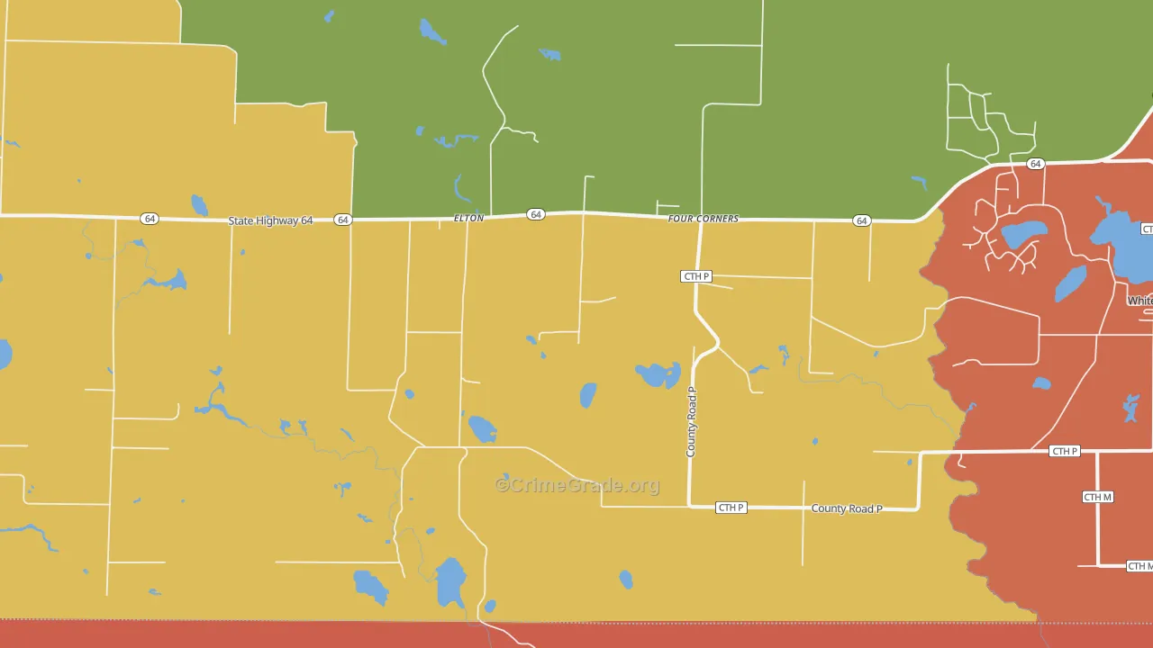 Elton, WI Map of Robbery Rates