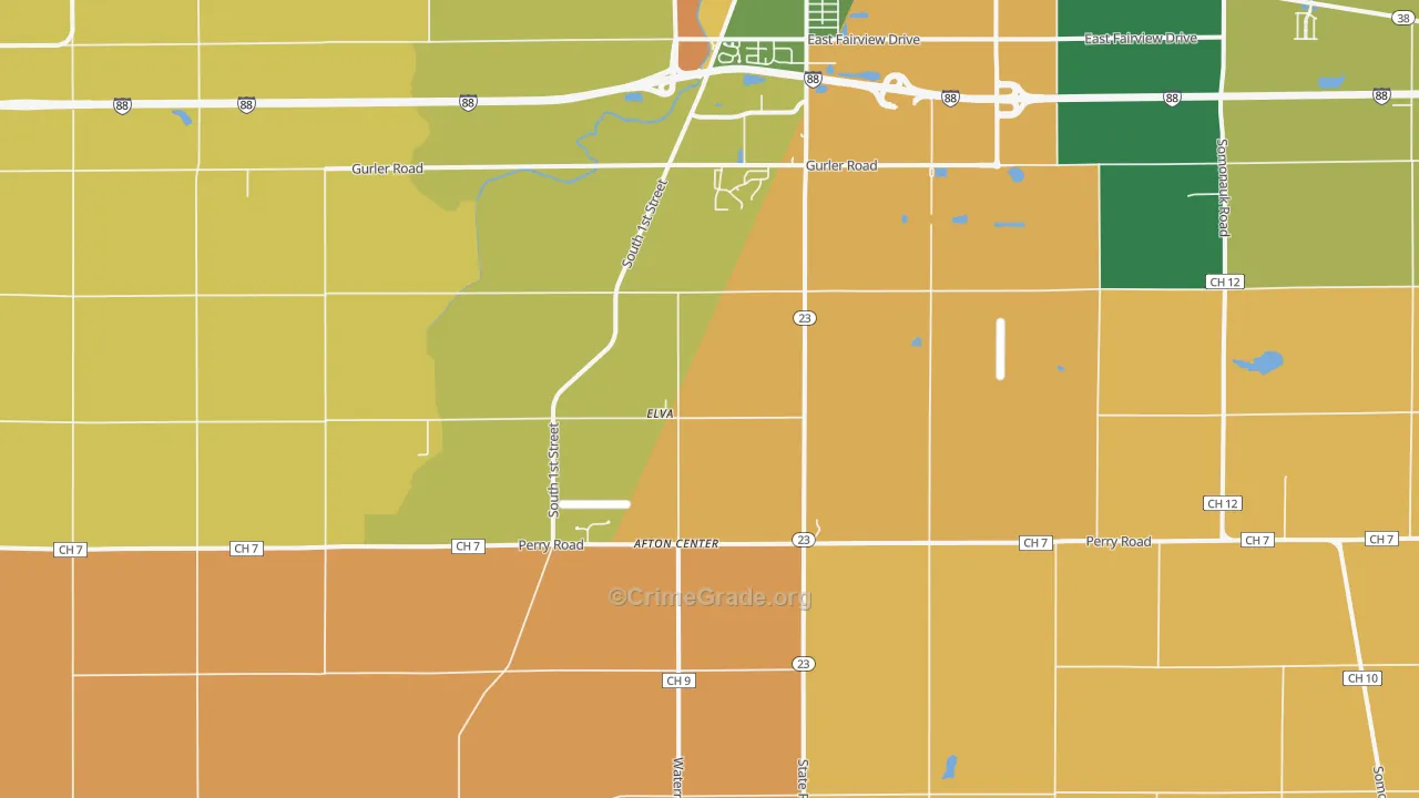 Elva, IL Map of Robbery Rates