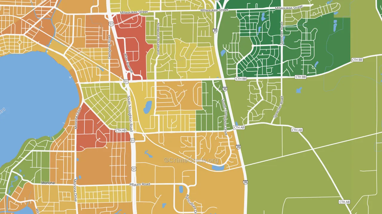 Elvehjem, Madison, WI Map of Robbery Rates