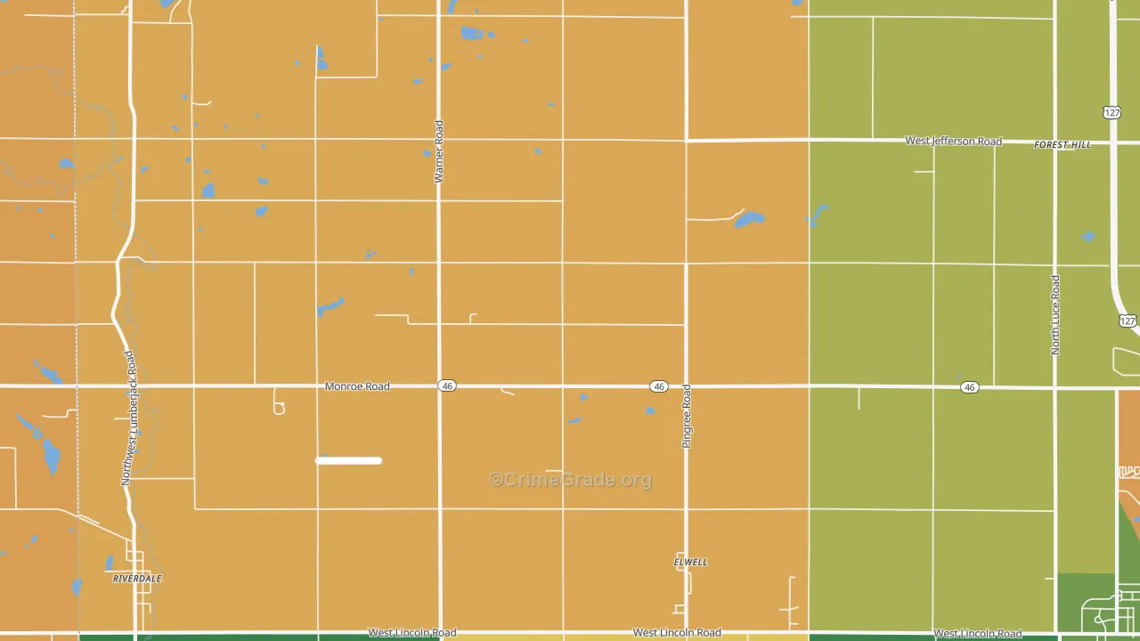 Elwell, MI Map of Robbery Rates