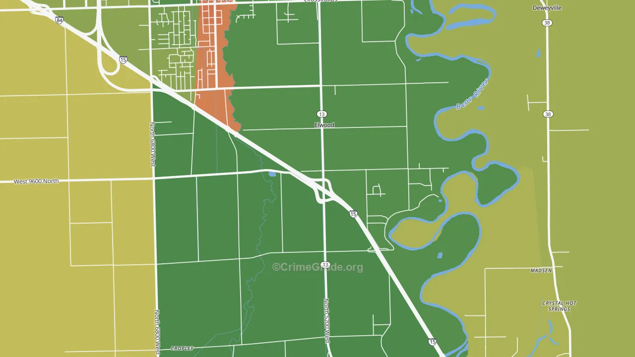 Elwood, UT Map of Robbery Rates