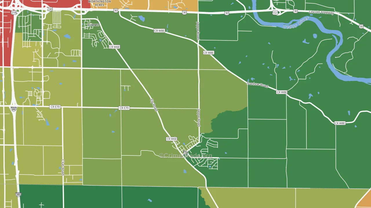 Ely, IA Map of Robbery Rates