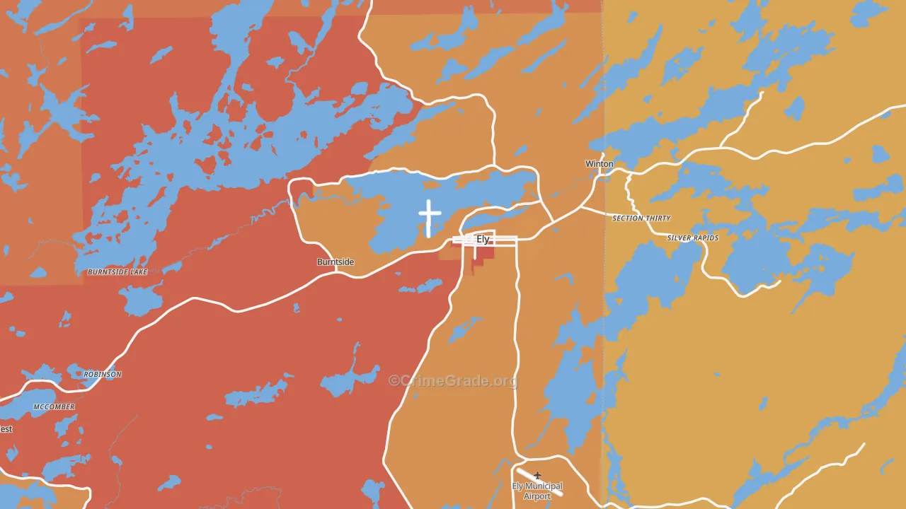 Ely, MN Map of Robbery Rates