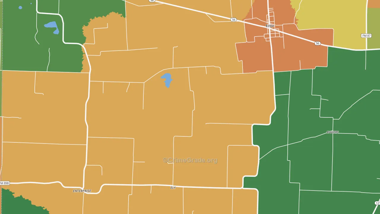 Ely, TX Map of Robbery Rates