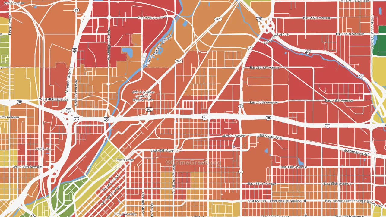Elyria Swansea, Denver, CO Map of Robbery Rates