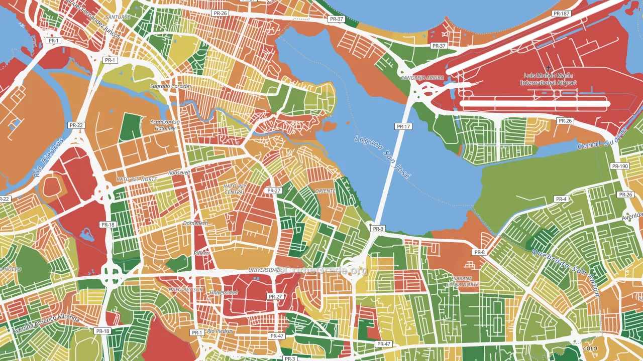 Embalse San Jose, San Juan, PR Map of Robbery Rates