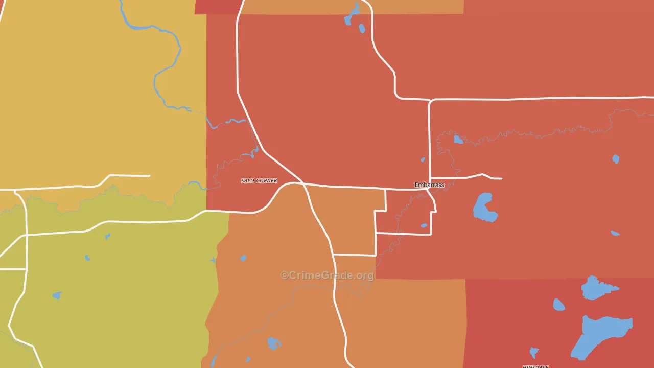Embarrass, MN Map of Robbery Rates
