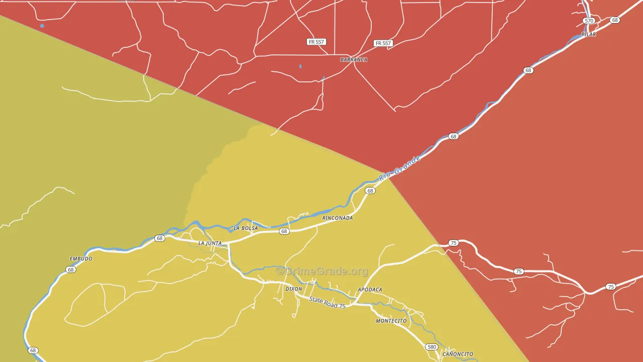Embudo, NM Map of Robbery Rates