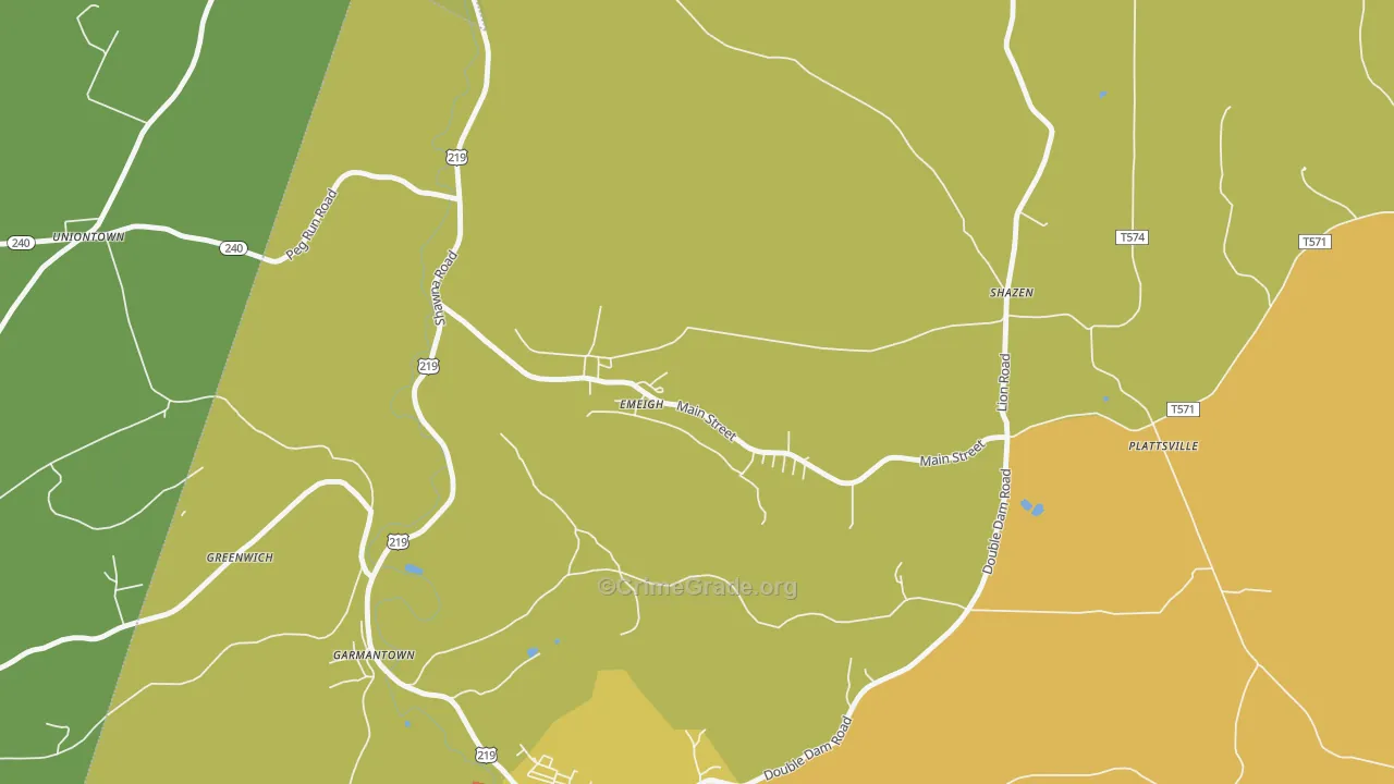 Emeigh, PA Map of Robbery Rates