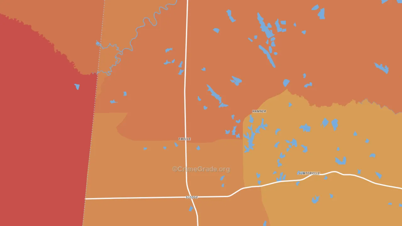 Emelle, AL Map of Robbery Rates