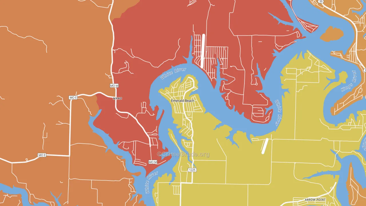 Emerald Beach, MO Map of Robbery Rates