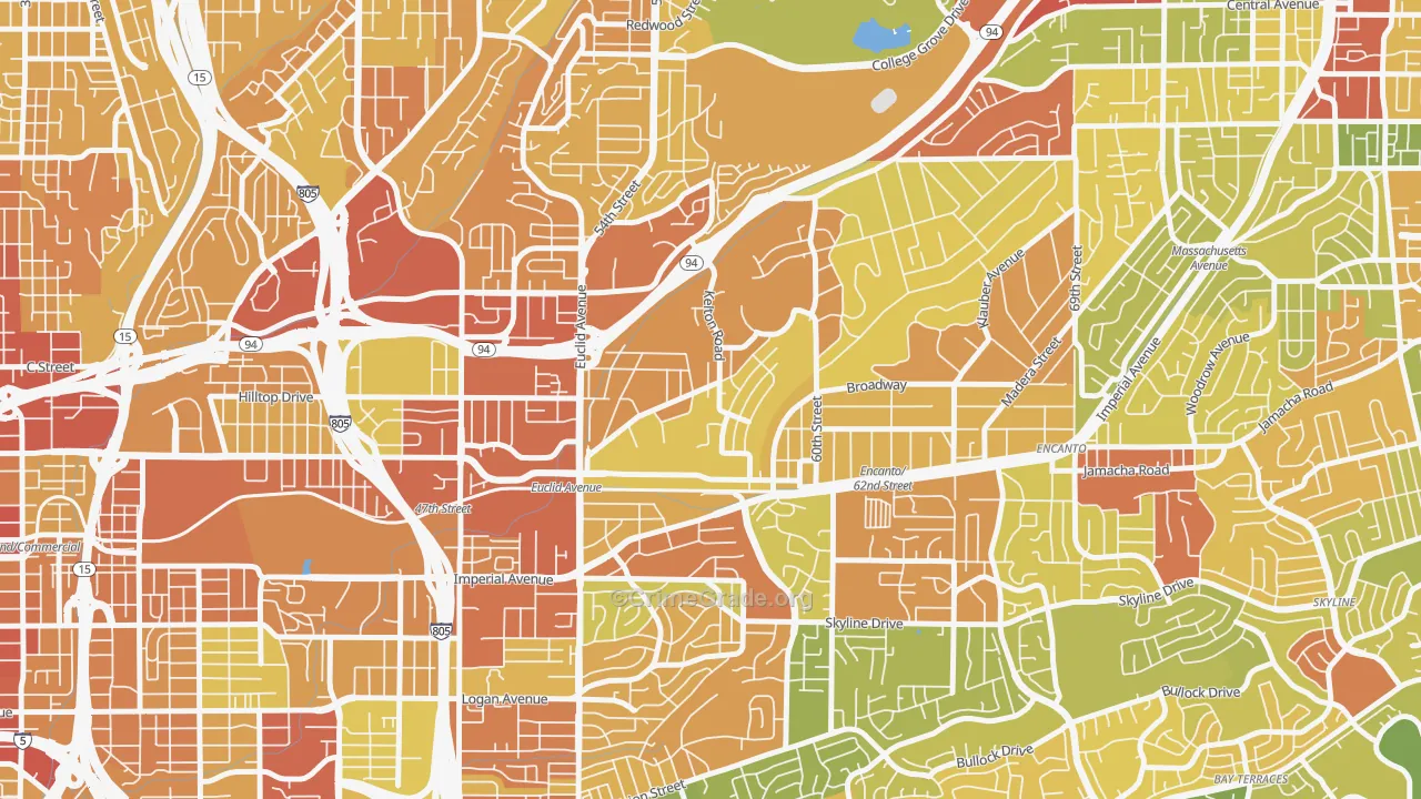 Emerald Hills, San Diego, CA Map of Robbery Rates