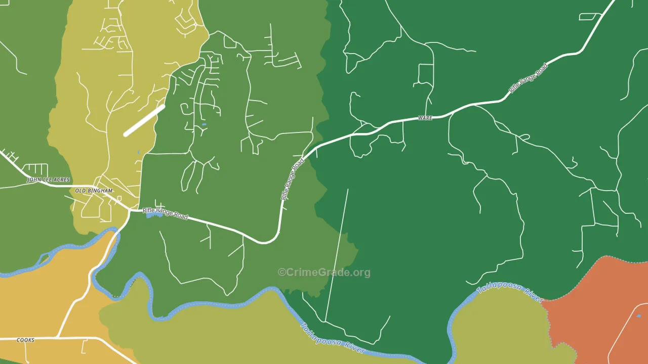 Emerald Mountain, AL Map of Robbery Rates