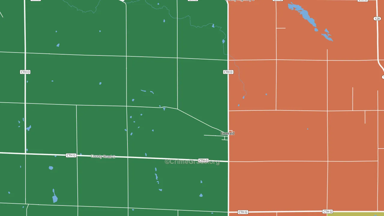 Emerald, WI Map of Robbery Rates