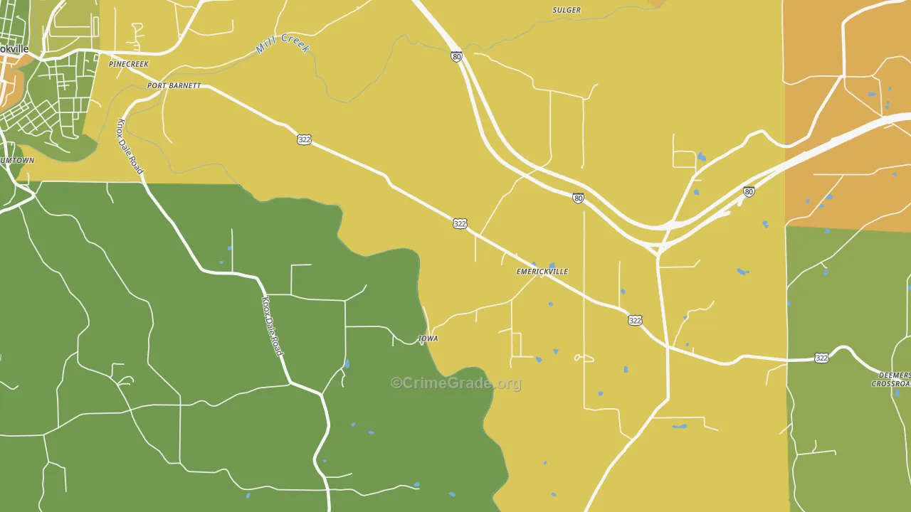 Emerickville, PA Map of Robbery Rates