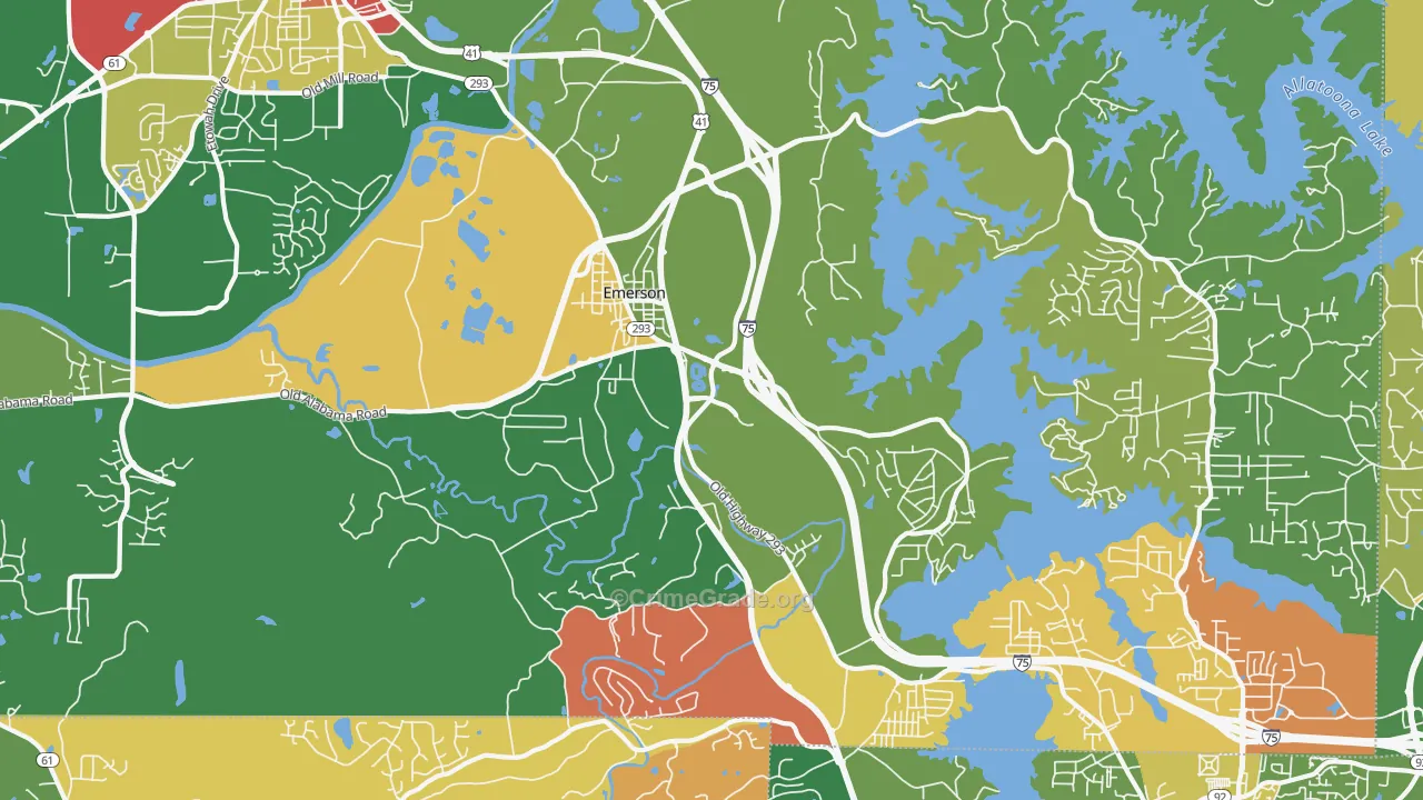 Emerson, GA Map of Robbery Rates