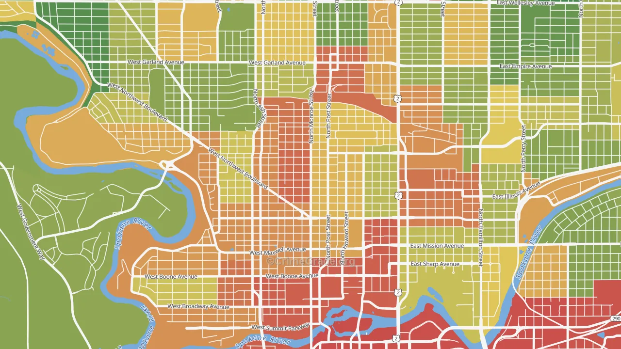 Emerson Garfield, Spokane, WA Map of Robbery Rates