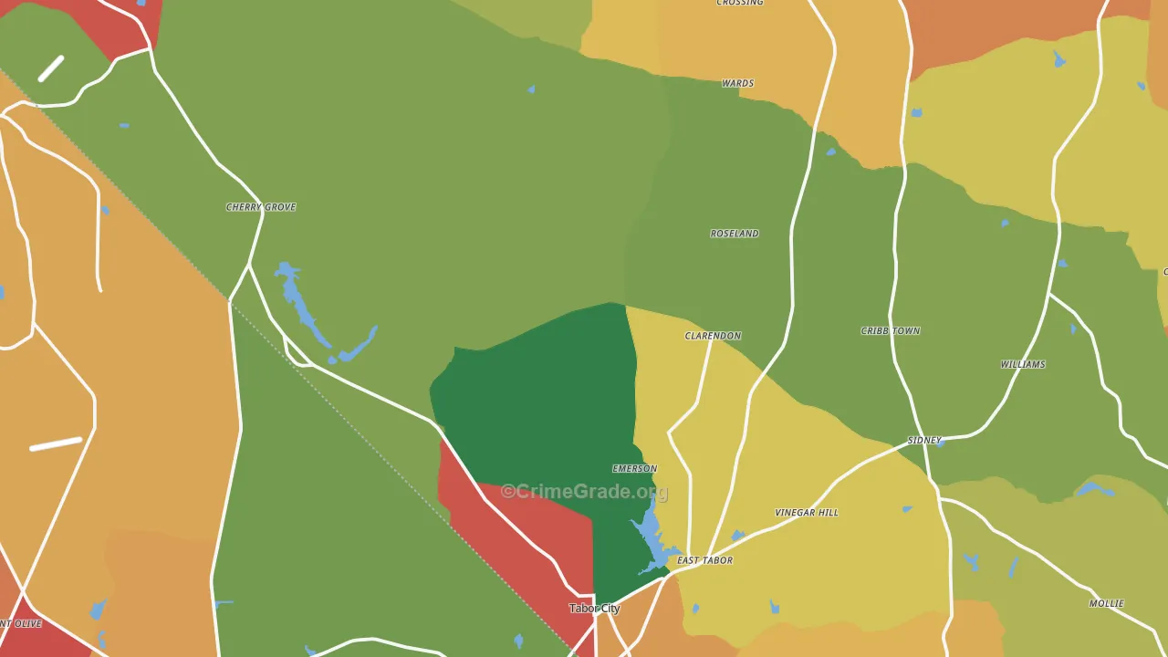 Emerson, NC Map of Robbery Rates