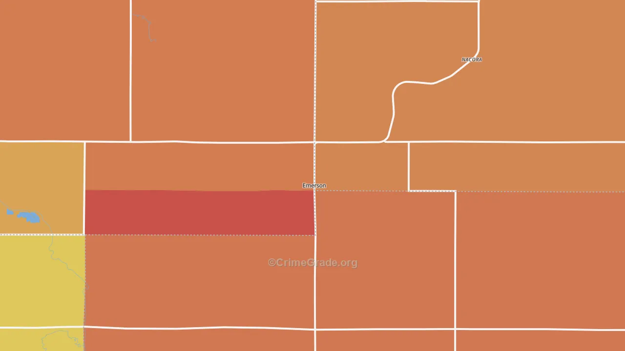 Emerson, NE Map of Robbery Rates