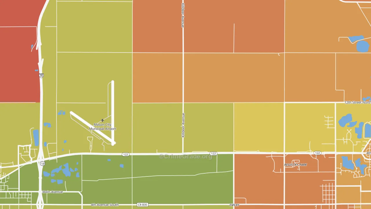 Emery, IA Map of Robbery Rates