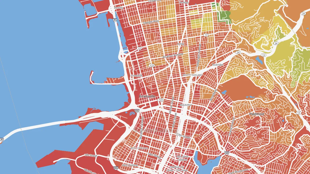 Emeryville, CA Map of Robbery Rates