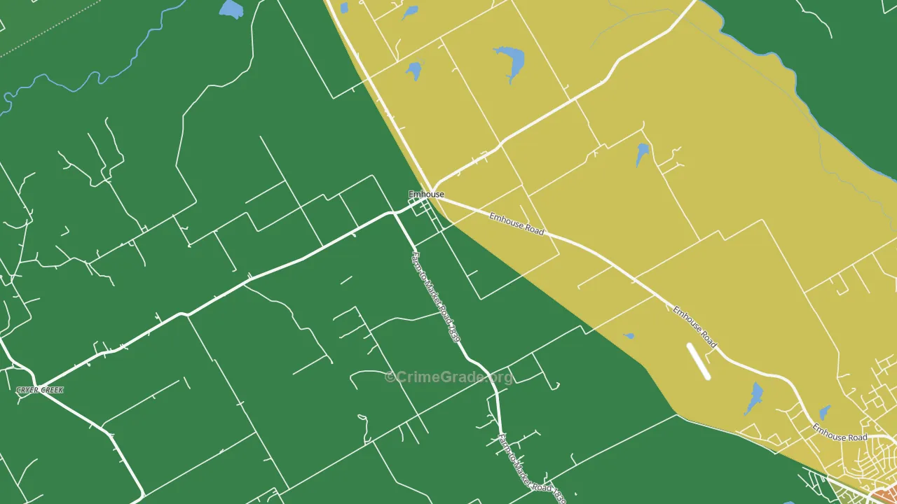 Emhouse, TX Map of Robbery Rates