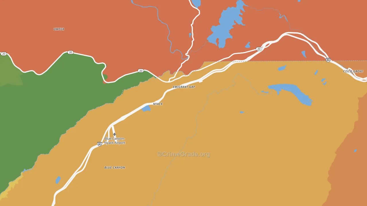 Emigrant Gap, CA Map of Robbery Rates