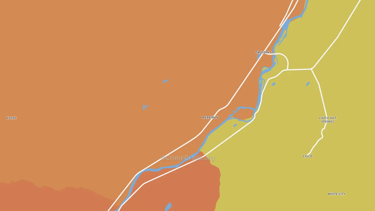 Emigrant, MT Map of Robbery Rates