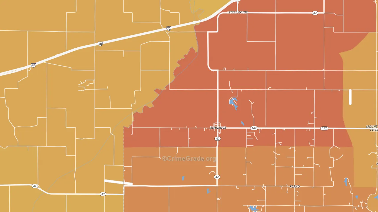 Eminence, IN Map of Robbery Rates