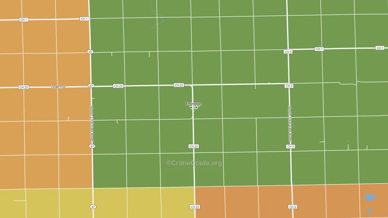 Emington, IL Map of Robbery Rates