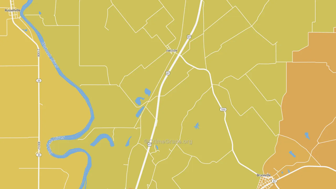 Emison, IN Map of Robbery Rates
