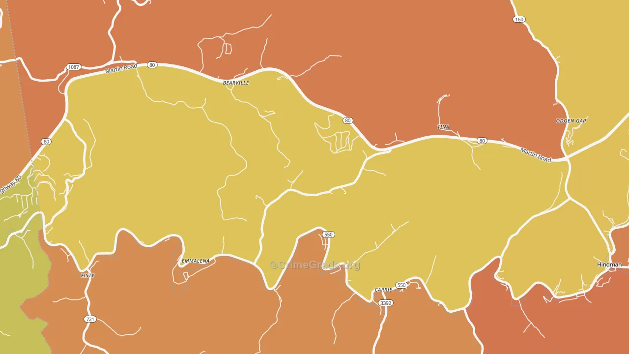 Emmalena, KY Map of Robbery Rates