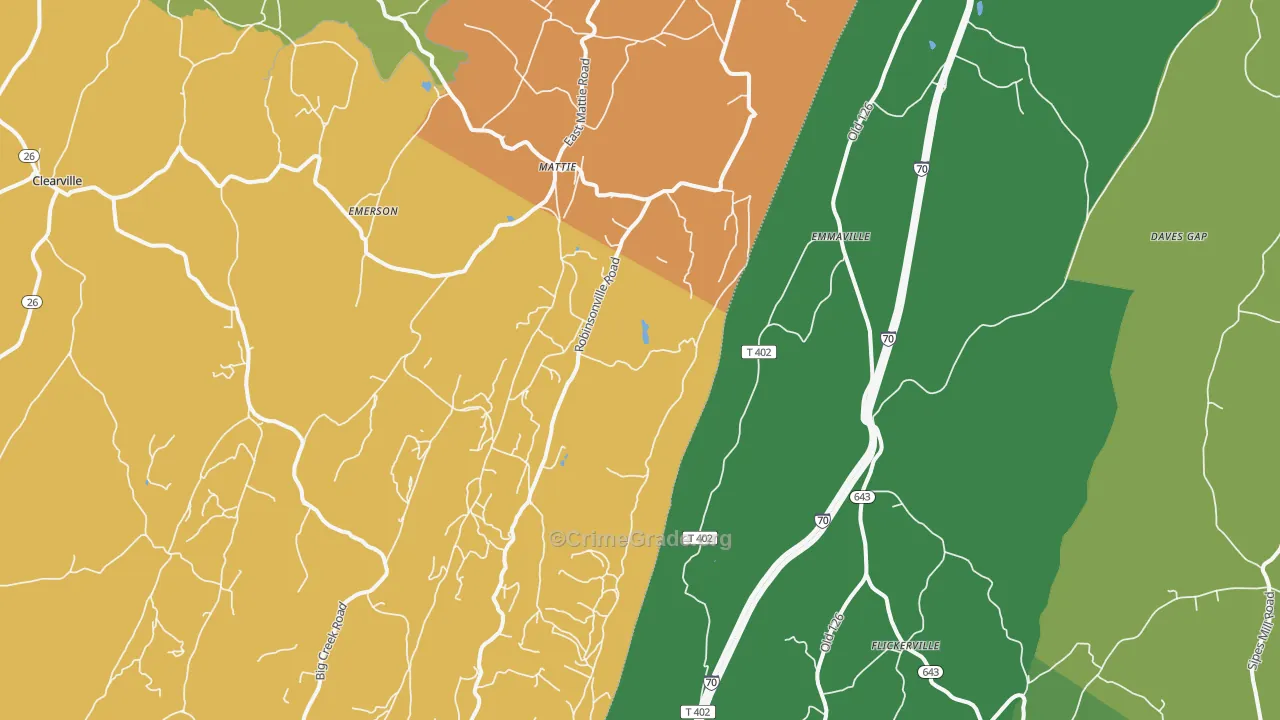 Emmaville, PA Map of Robbery Rates