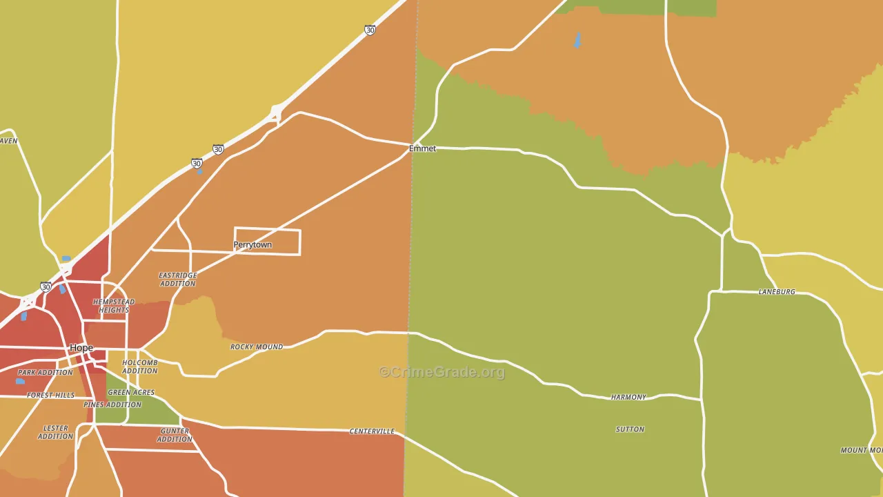 Emmet, AR Map of Robbery Rates