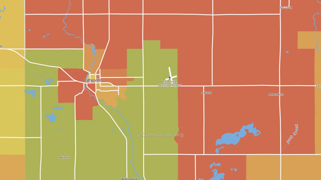 Emmet County, IA Map of Robbery Rates