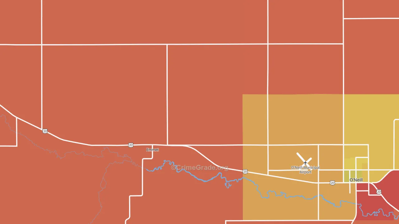 Emmet, NE Map of Robbery Rates