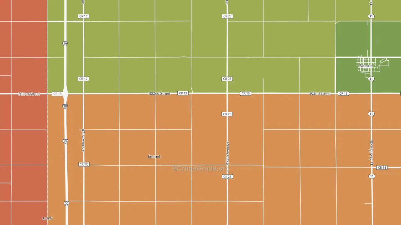 Emmet, SD Map of Robbery Rates