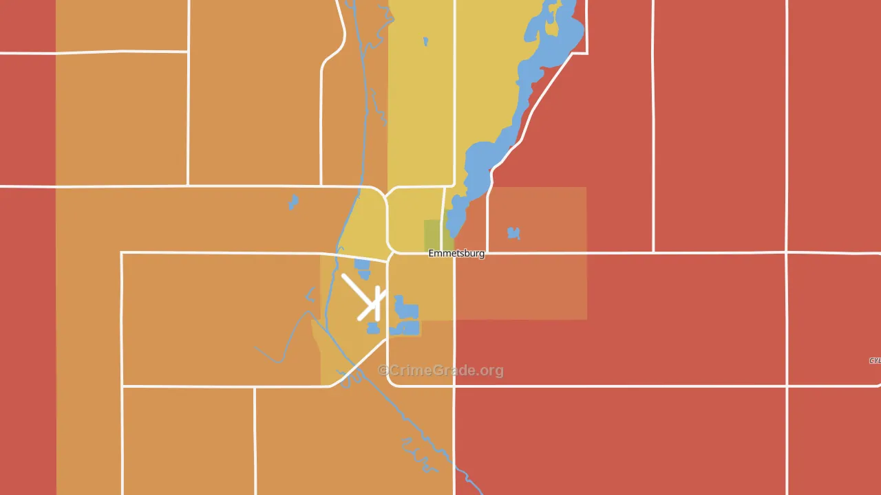 Emmetsburg, IA Map of Robbery Rates