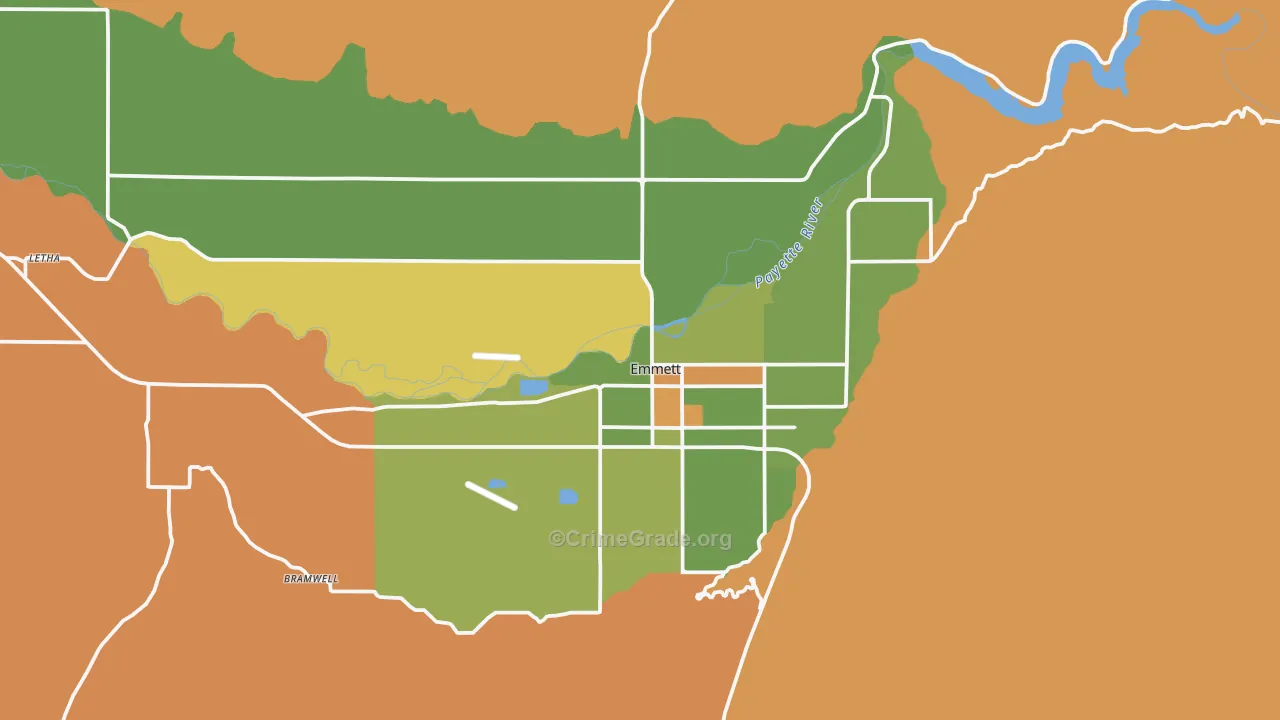 Emmett, ID Map of Robbery Rates