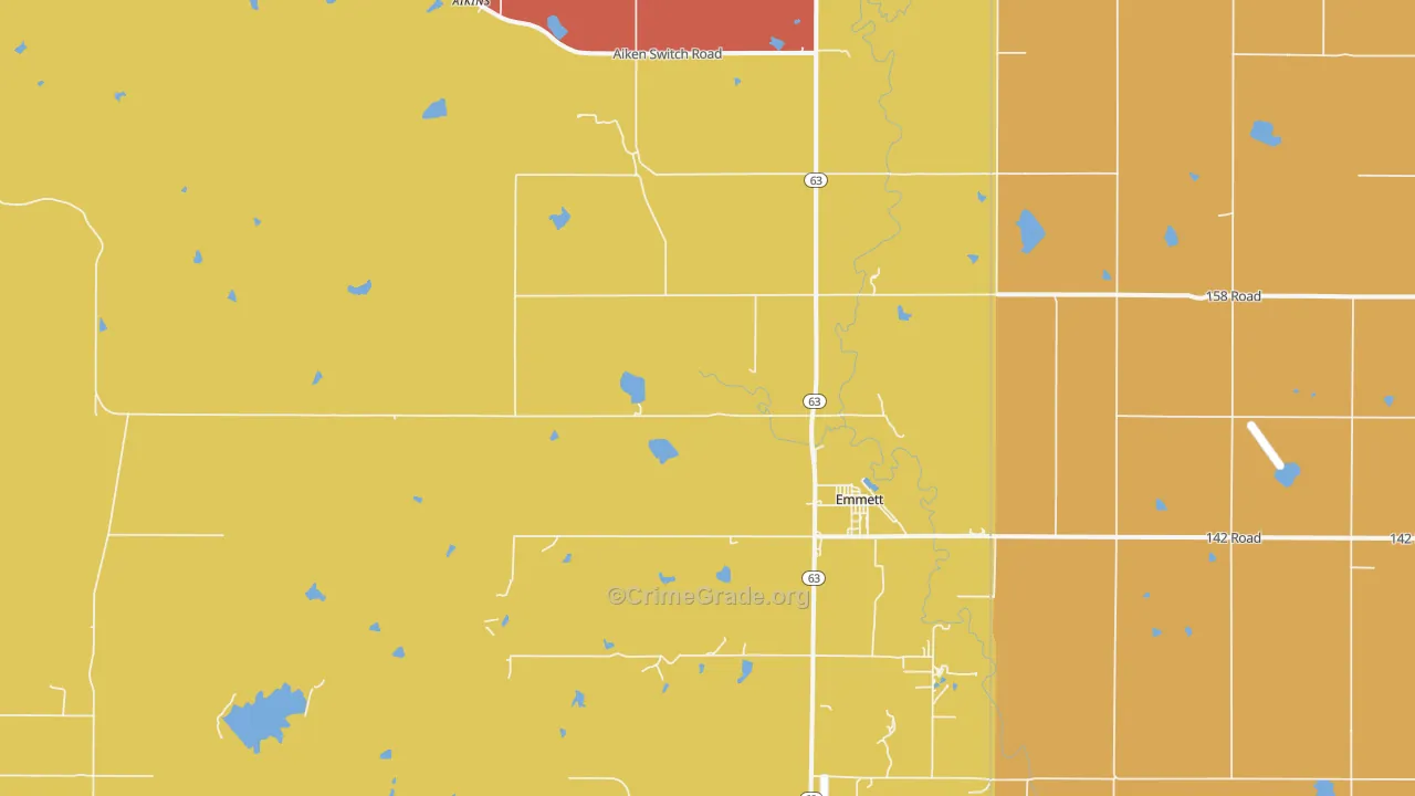 Emmett, KS Map of Robbery Rates